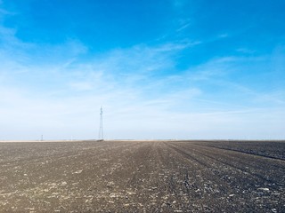 Agricultural field and blue sky 