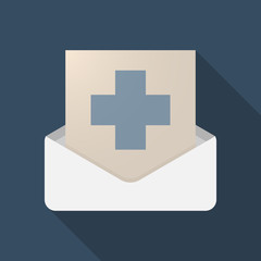 Long shadow opened letter with a pharmacy sign