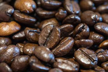 Roasted brown coffee beans, can be used as a background.