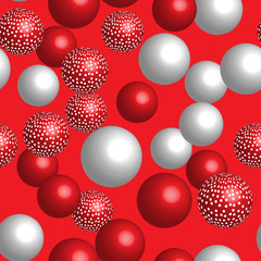 Red White Balls Seamless Pattern