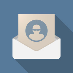 Long shadow opened letter with a thief