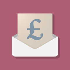 Long shadow opened letter with a pound sign