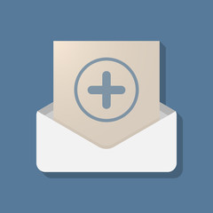 Fototapeta premium Long shadow opened letter with a sum sign