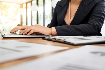 Administrator business man financial inspector and secretary making report, calculating balance. Internal Revenue Service checking document. Audit concept.