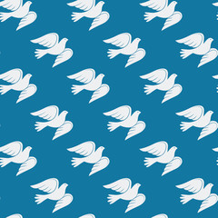 Vector seamless pattern with doves
