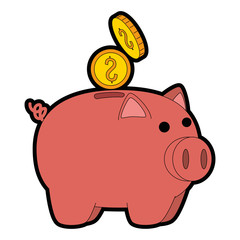 piggy savings with coins