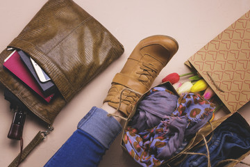 The girl examines the purchase