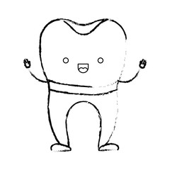 tooth implant cartoon in monochrome blurred silhouette