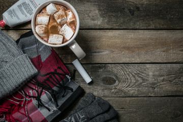 Selection of essentials for cold winter weather