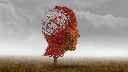 Dementia treatment and Alzheimer brain memory disease therapy concept as old trees recovering as a neurology or psychology cure metaphor with 3D illustration elements.
