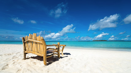 Sitting place and table in a tropical beach