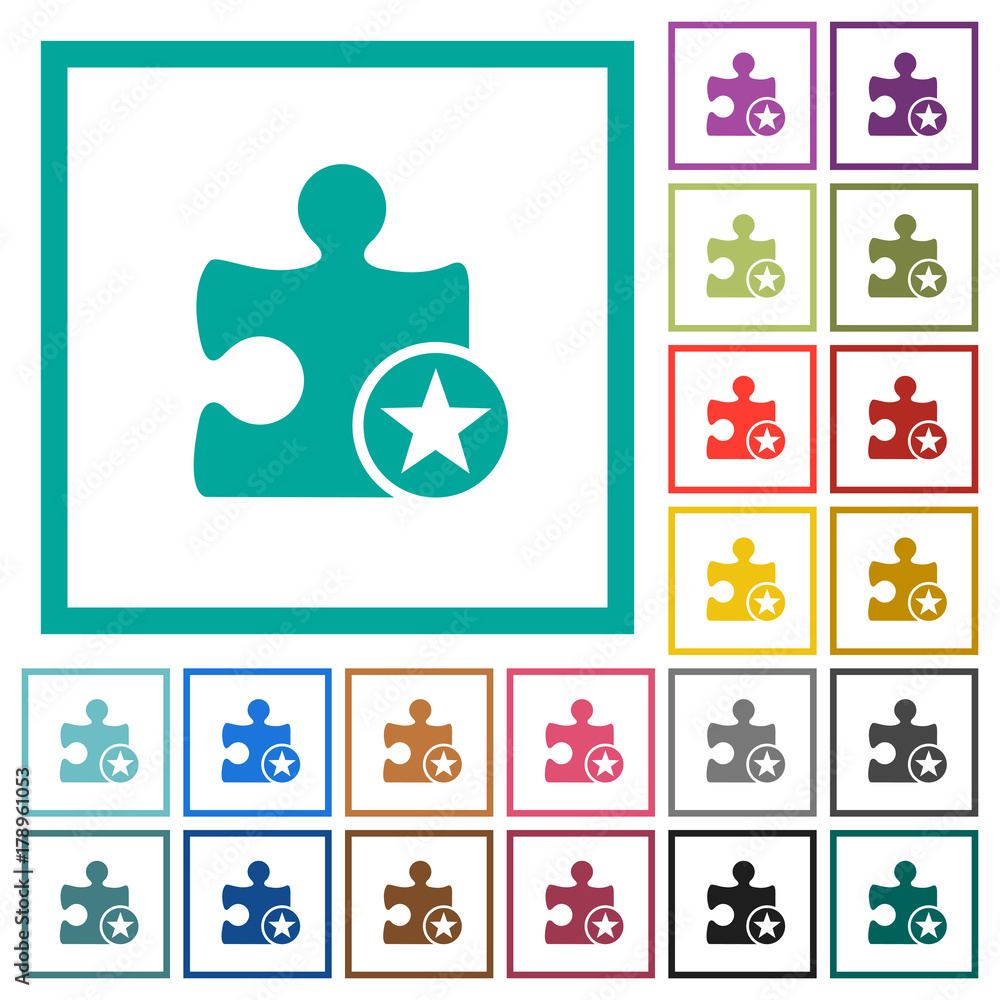 Poster rank plugin flat color icons with quadrant frames