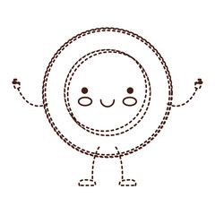 kawaii cartoon dish in brown dotted silhouette