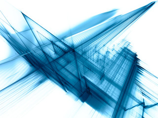 Abstract blue and white background. Fractal graphics series. Three-dimensional composition of repeating grids. Information technology concept.