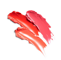 Lipstick strokes isolated on white background