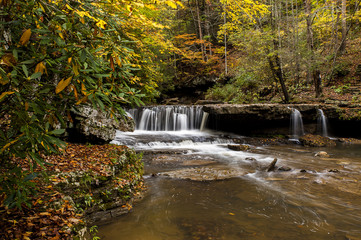 Naklejka na ściany i meble Waterfall in Autumn - Mash Fork Falls, Camp Creek State Park, West Virginia