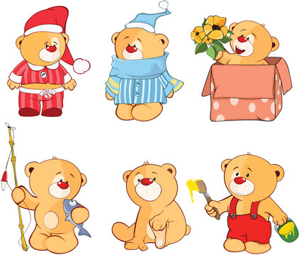 Illustration of a set of Stuffed Bears. Cartoon Character