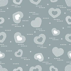Cute seamless pattern with hearts in cell.