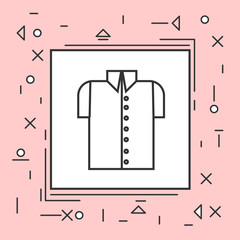 Male Shirt Icon Thin Line In Pink Frame Vector Illustration