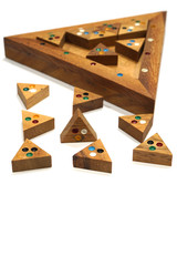 Wooden block puzzle game isolated on white background