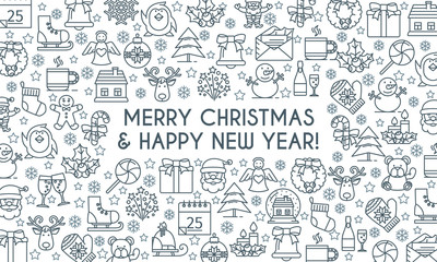 Obraz premium christmas banner thin line