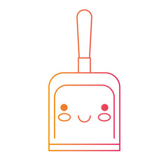 kawaii hand dustpan top view in degraded yellow to magenta silhouette