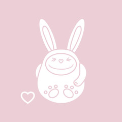 Illustration of cartoon hare with heart.