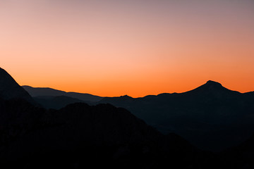 Colorful sunset in the mountains