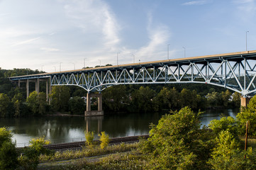 Fototapeta na wymiar Scenic View of Brownsville High Level Bridge - US 40 - Monongahela River - Brownsville, Pennsylvania