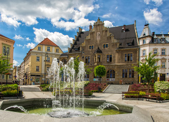 Fototapeta na wymiar Magistrat Square of Walbrzych city, Lower Silesia, Poland