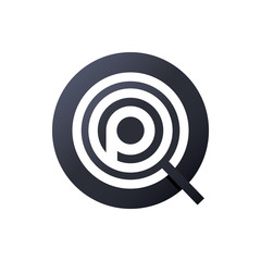 magnifying logo with initial letter p vector illustration