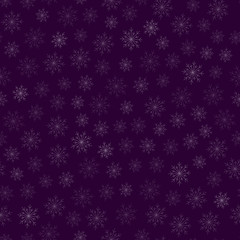 Naklejka na ściany i meble Seamless Pattern: White Snowflakes on Violet Background