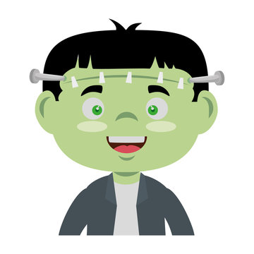 little boy disguised as a Frankenstein