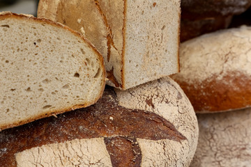 Bread loaves waits for a buyer in the market