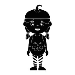 little girl disguised as a pumpkin