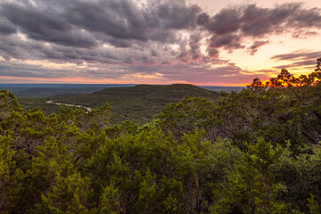 The sun sets over Lago Vista, Texas