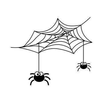 cute spiders with spiderweb halloween decoration