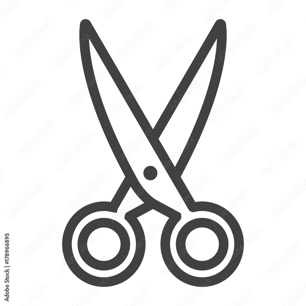 Poster scissors line icon, web and mobile, cut sign vector graphics, a linear pattern on a white background