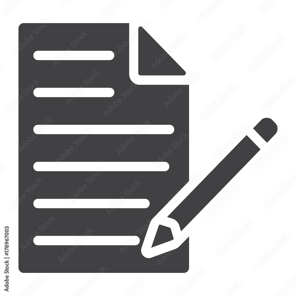 Poster edit document glyph icon, web and mobile, edit file sign vector graphics, a solid pattern on a white