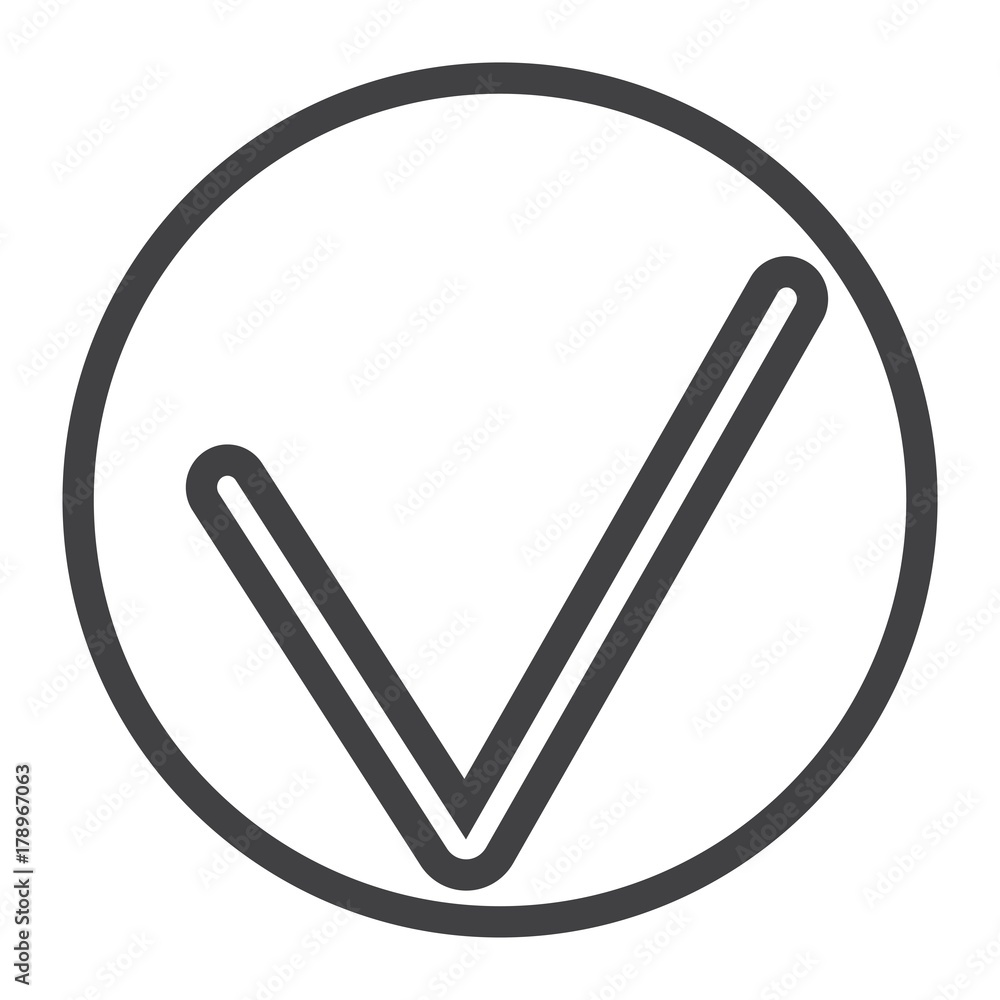Poster tick line icon, web and mobile, check sign vector graphics, a linear pattern on a white background, 