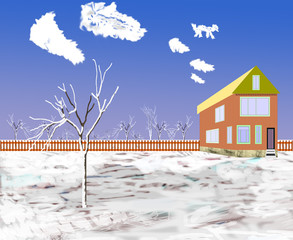 Дом зимой