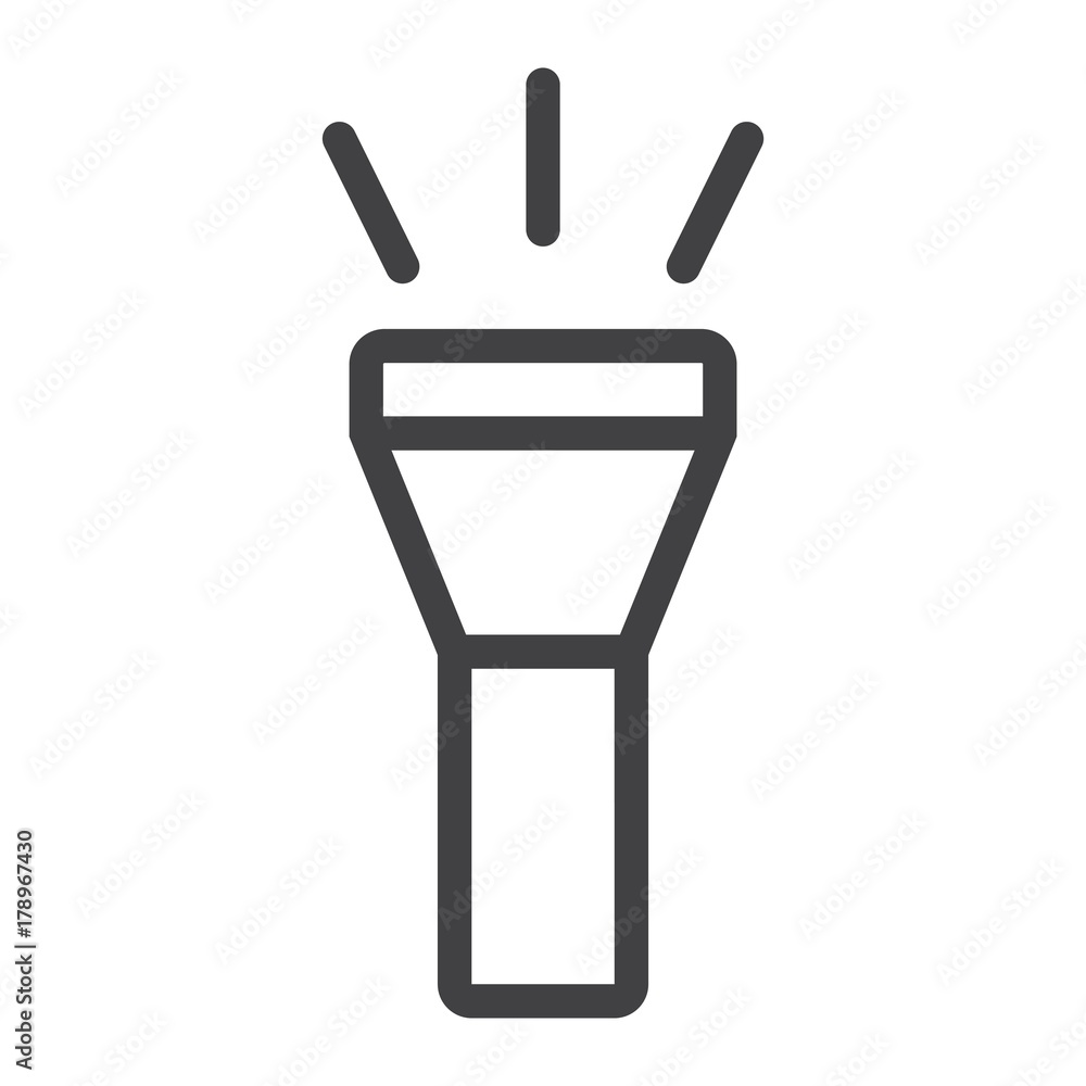 Poster flashlight line icon, web and mobile, torch sign vector graphics, a linear pattern on a white backgr