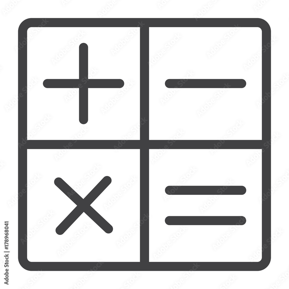 Poster calculator line icon, web and mobile, calculate sign vector graphics, a linear pattern on a white ba