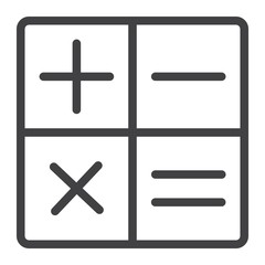 Obraz premium Calculator line icon, web and mobile, calculate sign vector graphics, a linear pattern on a white background, eps 10.