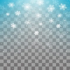 Blue snowflake background with transparent effect