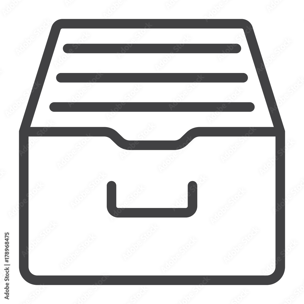 Aufkleber archive storage line icon, web and mobile, data box sign vector graphics, a linear pattern on a whit
