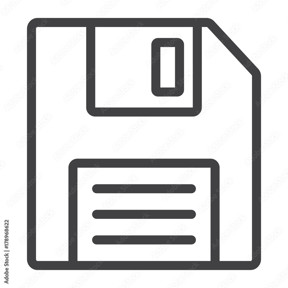 Aufkleber floppy disk line icon, web and mobile, diskette sign vector graphics, a linear pattern on a white ba