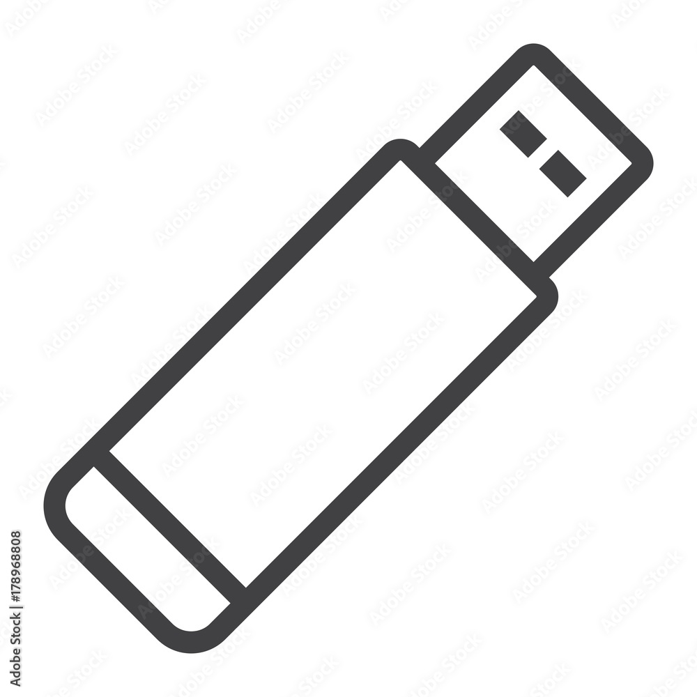 Poster usb flash drive line icon, web and mobile, memory sign vector graphics, a linear pattern on a white 