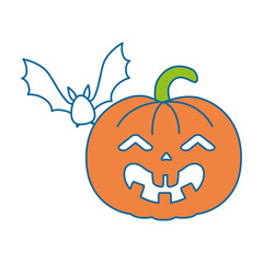 pumpkin hallooween with vampire decorative icon