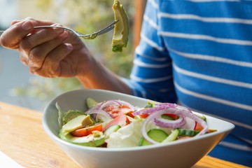 Senior woman having a salad